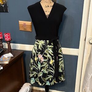 Floral Black Wrap Dress